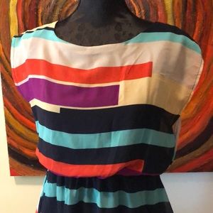 Vibrant striped elastic waist dress / tunic